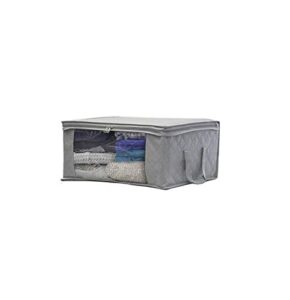 mmll 1-pack fabric clothes storage boxes, bedding large storage bags, underbed clothing storage box, zipper foldable drawer organizer, used for clothes, blankets, closets,19" l x 14" w x 8" h (grey)