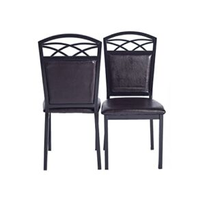 Better Home Products Palm Set of 4 Stackable Metal Dining Chairs in Black