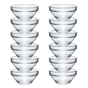 jhnif 12pcs clear glass soy sauce dipping bowls side dishes for snack sushi fruit appetizer dessert. 3 inch