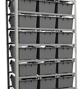 King's Rack Bin Rack Storage System Heavy Duty Steel Rack Organizer Shelving Unit w/ 24 Plastic Bins in 8 tiers