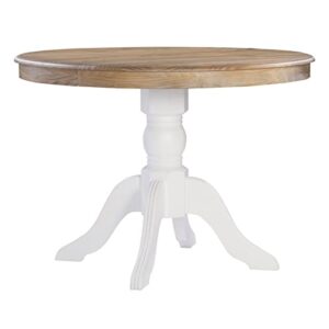 linon natural and white 2 tone pedestal dining harris table