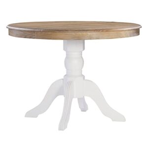 Linon Natural and White 2 Tone Pedestal Dining Harris Table