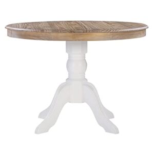 Linon Natural and White 2 Tone Pedestal Dining Harris Table