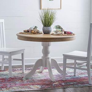 Linon Natural and White 2 Tone Pedestal Dining Harris Table