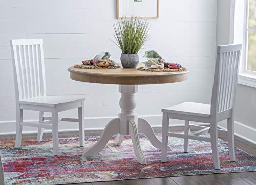 Linon Natural and White 2 Tone Pedestal Dining Harris Table