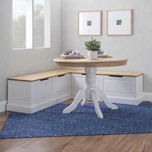 Linon Natural and White 2 Tone Pedestal Dining Harris Table