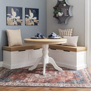 Linon Natural and White 2 Tone Pedestal Dining Harris Table