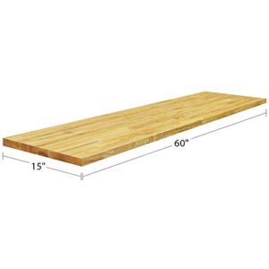 BenchPro Floating Shelf Wall Mounted Solid Butcherblock Shelf 15" Depth x 60" Length x 1" Thick