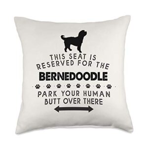 bernedoodle all funny gifts funny bernedoodle seat reserved park there mom dad gift throw pillow, 18x18, multicolor