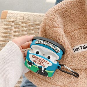Ultra Thick Soft Silicone Case for Apple AirPods Pro 2019 with Keychain Hook Chocolate Ice Cream Cup 3D Cartoon Food Shaped Cute Lovely Fun Funny Unique Creative Cool Kids Girls Women Teens
