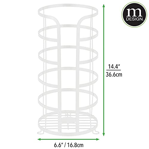 mDesign Decorative Metal Free Standing Toilet Paper Holder Stand with Storage for 3 Rolls of Toilet Tissue - for Bathroom/Powder Room - Holds Mega Rolls - White