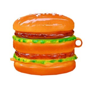ultra thick soft silicone case for apple airpods pro 2019 generation with keychain hook hamburger 3d cartoon food shaped cute lovely fun funny unique creative cool kids girls women teens