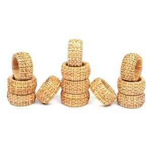 goroly home natural rattan decorative napkin rings set of 12, serviette napkin rings bulk for party decoration, table top décor for dinning table, everyday, christmas, easter family gatherings