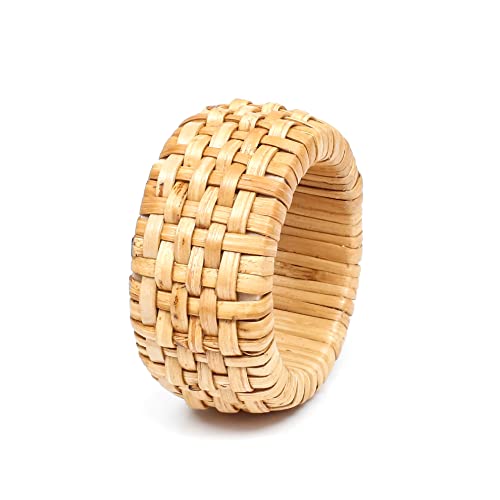 Goroly Home Natural Rattan Decorative Napkin Rings Set of 12, Serviette Napkin Rings Bulk for Party Decoration, Table Top Décor for Dinning Table, Everyday, Christmas, Easter Family Gatherings