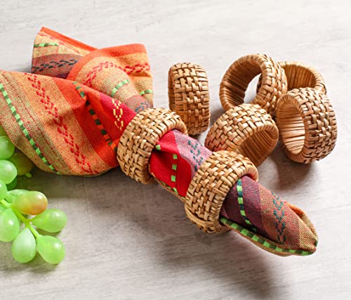 Goroly Home Natural Rattan Decorative Napkin Rings Set of 12, Serviette Napkin Rings Bulk for Party Decoration, Table Top Décor for Dinning Table, Everyday, Christmas, Easter Family Gatherings