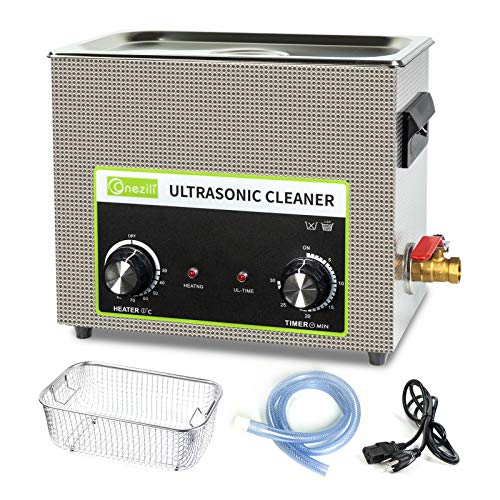 Ultrasonic Cleaner 6L, ONEZILI 180W Ultrasonic Parts Cleaner, Knob Control Ultrasonic Cleaning Machine with Heater, Professional for Parts, Carburetor, Fuel Injector, Brass, Tattoo Equipment, Razors