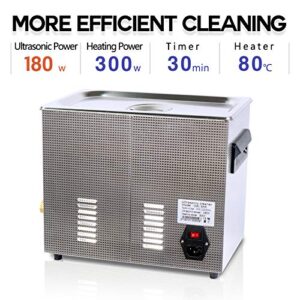 Ultrasonic Cleaner 6L, ONEZILI 180W Ultrasonic Parts Cleaner, Knob Control Ultrasonic Cleaning Machine with Heater, Professional for Parts, Carburetor, Fuel Injector, Brass, Tattoo Equipment, Razors