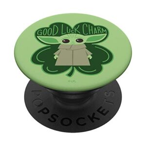 the mandalorian the child good luck charm green shamrock popsockets popgrip: swappable grip for phones & tablets
