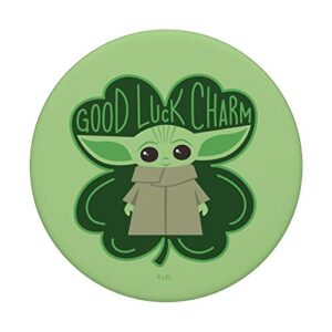 The Mandalorian The Child Good Luck Charm Green Shamrock PopSockets PopGrip: Swappable Grip for Phones & Tablets