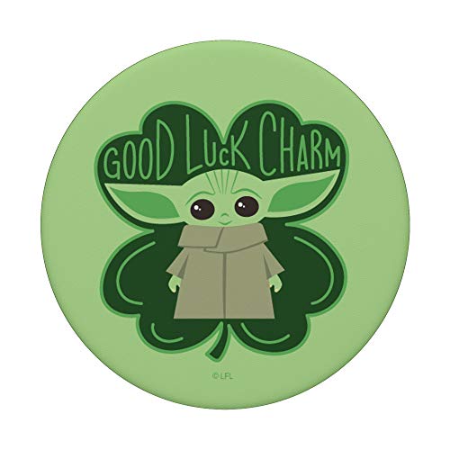 The Mandalorian The Child Good Luck Charm Green Shamrock PopSockets PopGrip: Swappable Grip for Phones & Tablets