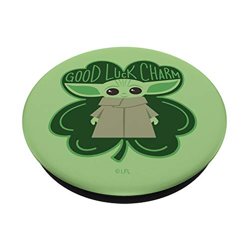 The Mandalorian The Child Good Luck Charm Green Shamrock PopSockets PopGrip: Swappable Grip for Phones & Tablets