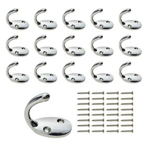 hahiyo single prong coat hooks easy to install wall mount robe hook no scrach heavy duty metal rustproof sturdy versatile for hanging with screws home kitchen shower room outdoor silver finish 16 pack