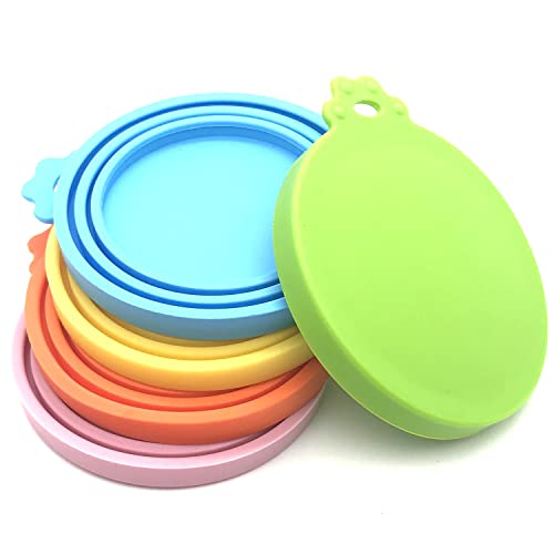 MYYZMY 5 Pcs Pet Can Covers,Food Can Lids, Universal BPA Free Silicone Can Lids Covers for Dog and Cat Food, One Can Cap Fit Most Standard Size Canned Dog Cat Food