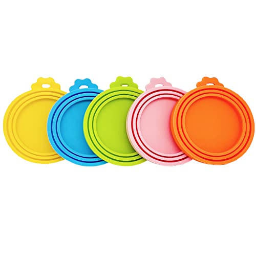 MYYZMY 5 Pcs Pet Can Covers,Food Can Lids, Universal BPA Free Silicone Can Lids Covers for Dog and Cat Food, One Can Cap Fit Most Standard Size Canned Dog Cat Food