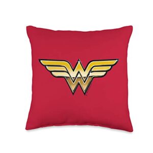 wonder woman golden logo throw pillow, 16x16, multicolor