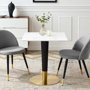 Modway Zinque Square Modern 28" Dining Table in Gold White, 28 Inch