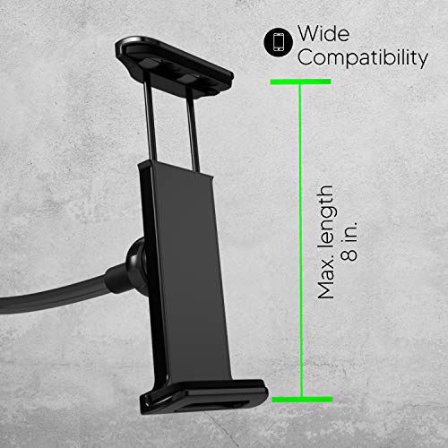 TALK WORKS Gooseneck Clip Mount Compatible w/iPhone 13/13 Pro/13 Pro Max/14/14 Plus/14 Pro/14 Pro Max, Apple, Android, Samsung - Flexible Cell Phone Holder Tabletop Stand (Black)