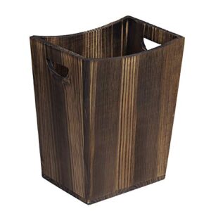 liantral wood trash can, waste basket for bathroom office trash can rustic farmhouse style wastebasket bin small wastebaskets for bathroom, office, bedroom, living room, brown