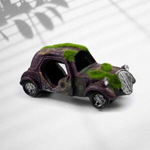 AUEAR, Aquarium Resin Car Ornament Truck Fish Tank Decorations Imitation Car Wreck Decor with Flocking Moss