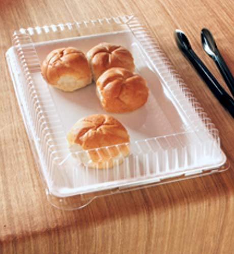 4 10" x 14" Rectangle Serving Trays with Lid, Plastic Tray and Lid Large Plastic Party Platters with Clear Lids White Catering Trays, Serving Trays Wedding Platter, Rectangle Trays and Covers