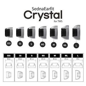 AZLA SednaEarfit Crystal 2 Pairs (Size MS) Replacement Earbud Eartips for TWS - Compatible with Galaxy Buds 2, Buds, Buds+