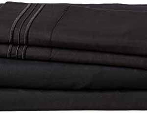 King Size Sheets - Breathable Luxury Bed Sheets with Full Elastic & Secure Corner Straps Built In - 1800 Supreme Collection Extra Soft Deep Pocket Bedding, Sheet Set, EXTRA DEEP pocket - King, Black