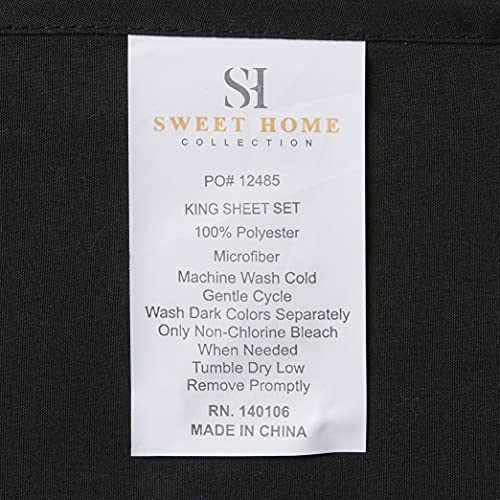 King Size Sheets - Breathable Luxury Bed Sheets with Full Elastic & Secure Corner Straps Built In - 1800 Supreme Collection Extra Soft Deep Pocket Bedding, Sheet Set, EXTRA DEEP pocket - King, Black