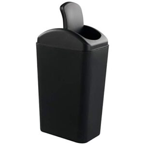 uumitty 14 litre plastic trash can, swing top garbage can, black, 1 pack