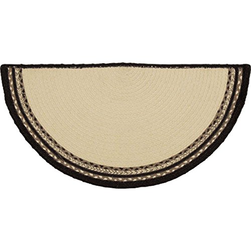 VHC Brands Sawyer Mill Small Jute Half Circle Area Rug Farmhouse Solid, Entryway Kitchen Doormat Non Skid Pad 16.5x33 (Pig)