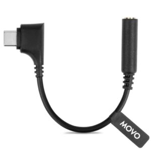 movo ucma-3 usb c to 3.5mm audio adapter for microphones - 4-pole aux to usb type c pixel and galaxy smartphones - female 3.5mm to usb-c male right angle head - type-c usb to 3.5mm jack audio adapter