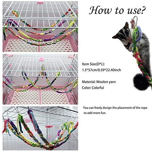 LeerKing Sugar Glider Toy Squirrel Hamster Jungle Climber Small Animals Activity Hanging Swing Bird Climbing Rope 6 Pack