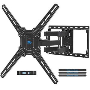 mounting dream full motion tv wall mount for 42-75 inch flat screen/curved tvs, heavy duty wall mount tv bracket with swivel articulating dual arms, vesa 600x400mm, 100 lbs md2656