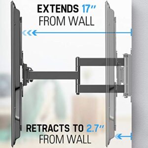 Mounting Dream Full Motion TV Wall Mount for 42-75 Inch Flat Screen/Curved TVs, Heavy Duty Wall Mount TV Bracket with Swivel Articulating Dual Arms, VESA 600x400mm, 100 lbs MD2656