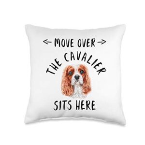 cavalier king charles spaniel funny dog owner gift move over the cavalier sits here funny dog throw pillow, 16x16, multicolor