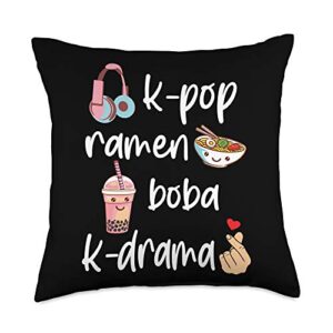 south korea fashion for girl, korean k-pop k-drama fashion for fans of korean k-drama & k-pop merchandise throw pillow, 18x18, multicolor