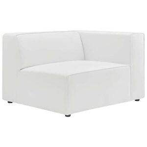 modway mingle vegan leather sectional sofa right-arm chair, white
