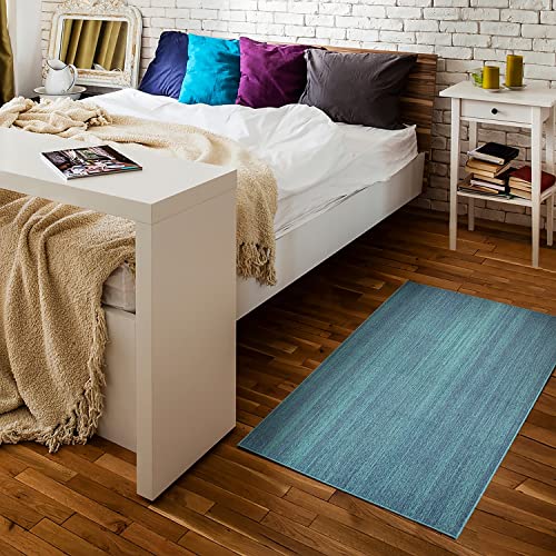 My Magic Carpet Washable Rug - Non-Slip, Stain Resistant, Waterproof, Foldable - 1 Piece Accent Living Room & Bedroom Area Rug - Pet & Kid Friendly (Solid Blue, 5X7 ft)