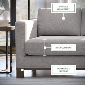 Edenbrook Parkview Upholstered Loveseat with Wood Base-Two-Cushion Design-Contemporary Feel Love Seats, Misty Gray