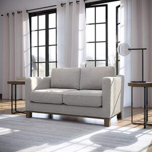 Edenbrook Parkview Upholstered Loveseat with Wood Base-Two-Cushion Design-Contemporary Feel Love Seats, Misty Gray