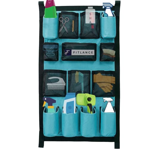 FITLANCE Equine Long Trailer Door Caddy - Horse Trailer Door Caddy Grooming Bag Stall Organizer - Horse Equipment Trailer Door Caddy Storage Bag - Trailer Grooming Bag Door Caddy Organizer (Teal)